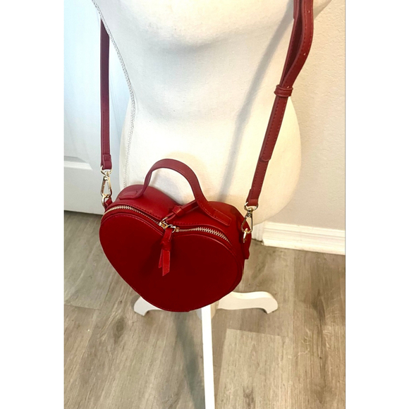 MMS Design Studio Heart Red 3D zip Crossbody Handbag Purse - Picture 11 of 11
